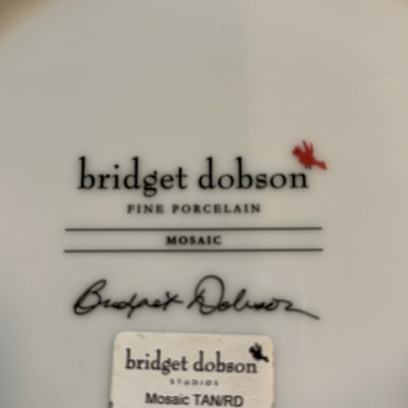 RED & GOLD MOSAIC SALAD PLATE 8 1/8" by BRIDGET DOBSON - Picture 5 of 9